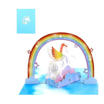 arte de voeux 18x13cm souhaits de vacances licorne sculpture en papier tridimensionnelle cadeau de vacances message carte postale